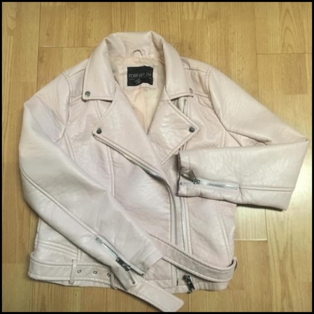 Soft pink “leather” biker jacket